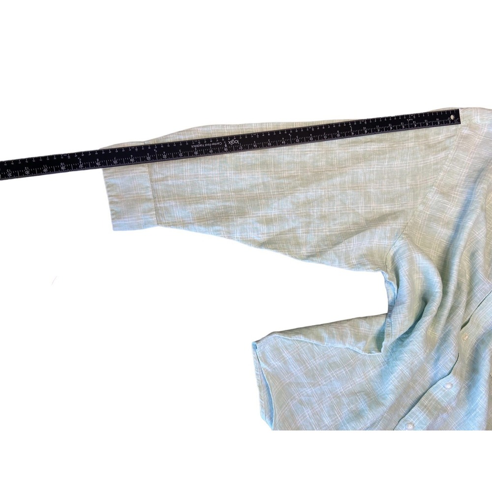 Men's Tommy Bahama Ventana Plaid Button Up Shirt Spring Lime 100% Linen 3XLB New - Picture 6 of 13